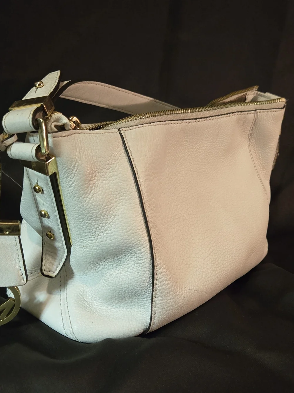Michael Koros Women's Leather Crossbody Bag in White - Gold Hardware